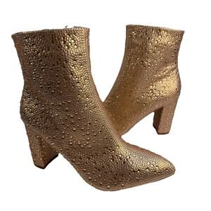 TOP MODA Womens Sz 6 Rose Gold Pink Rhinestone Sparkle Ankle Boot Swiftie NWOB